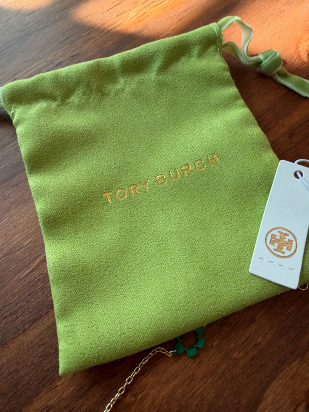 Tory Burch Gold-Tone Necklace with Green, Turquoise and Brown Enamel Motifs - Picture 6 of 6